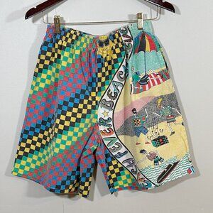 Men's Vintage 90s C'est Jolie By Laura Funky Checkerboard Shorts Size Large